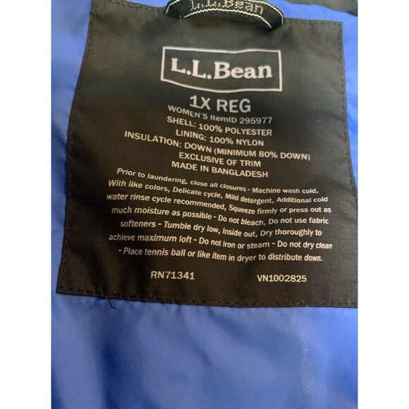 LL Bean Vest Womans 1X Blue Classic Pertex  Puffer Downtek Quilted Outdoor - Picture 8 of 11